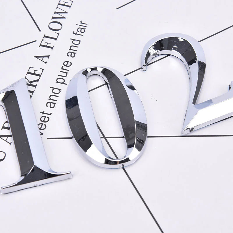 Self-Adhesive Chrome House Door Number Sign Sticker 7x4.5cm
