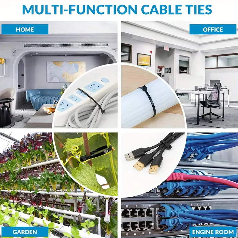 250pcs 8MM Heavy Duty Black Nylon Cable Zip Ties – Water Resistant