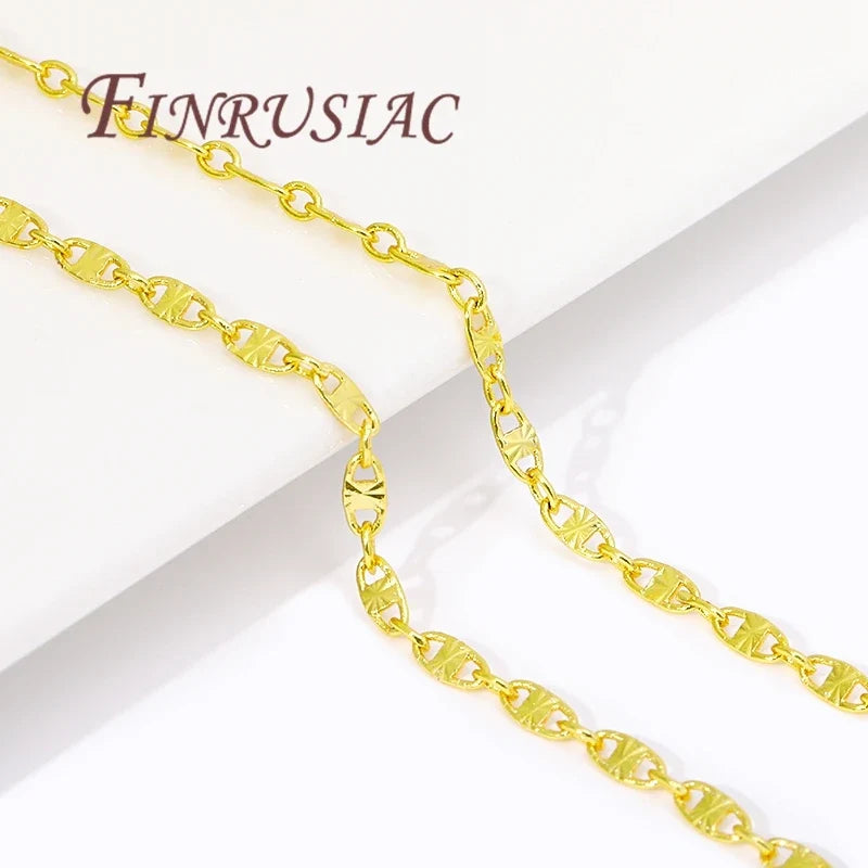 18K Gold Plated Brass Chain for DIY Jewelry Making | 2mm×5mm