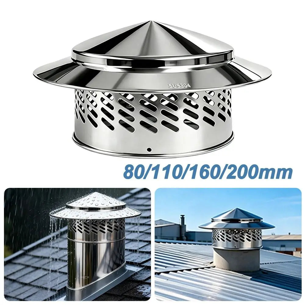 Stainless Steel Chimney Cap Rainproof Cover 80–200mm