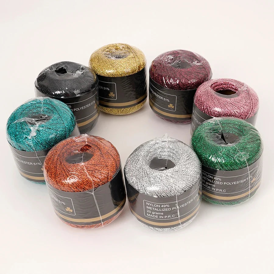 1mm Gold & Silver Metallic Yarn for Crochet, Knitting & Weaving