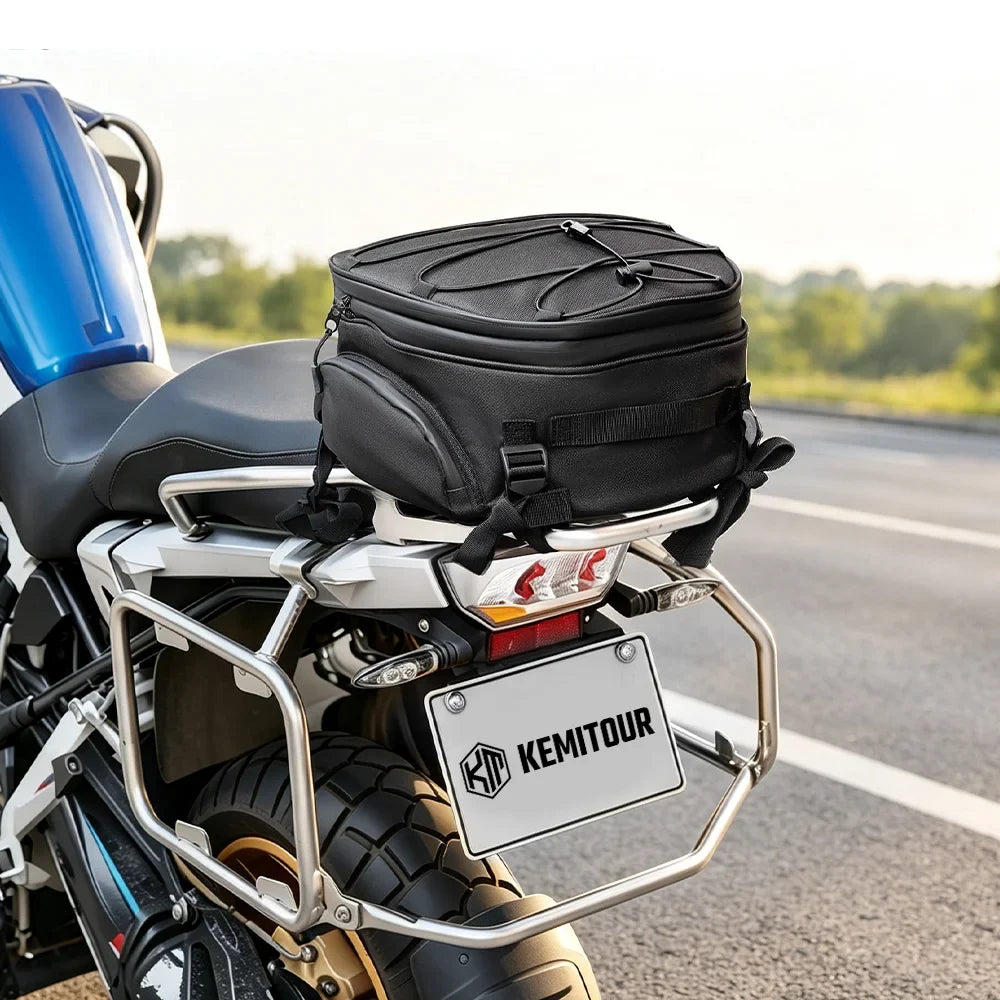 KEMIMOTO Motorcycle Tail Bag – Waterproof Expandable Rear Bag
