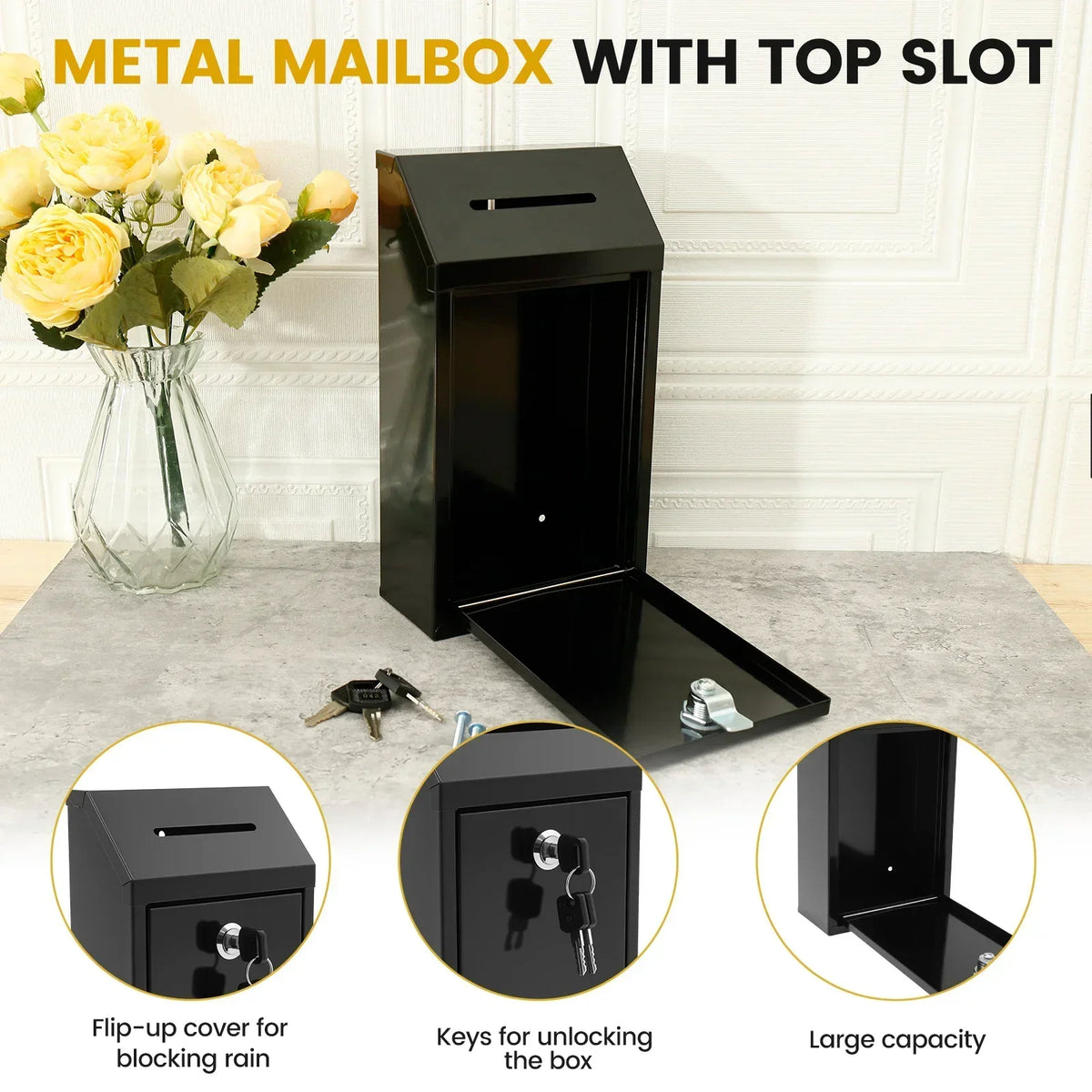 Wall Mounted Metal Lock Box – Secure Cash & Mail Drop Box