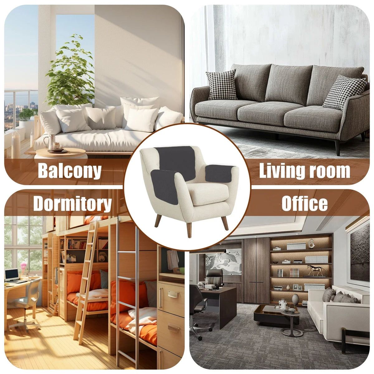 3-Pack Sofa Headrest & Arm Protector Covers – Polyester 57x38cm