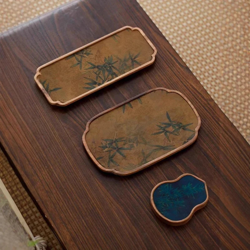 Walnut Tea Tray | Chinese Style Cloud Gauze Tea Mat & Set