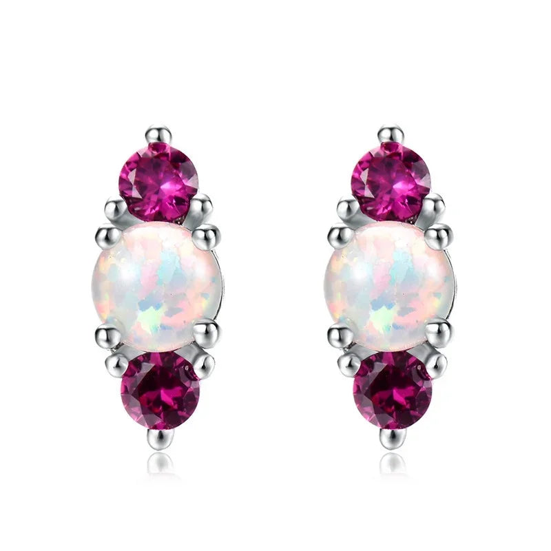 Women's Pink Simulated Opal Dangle Stud Earrings | Wedding Gift
