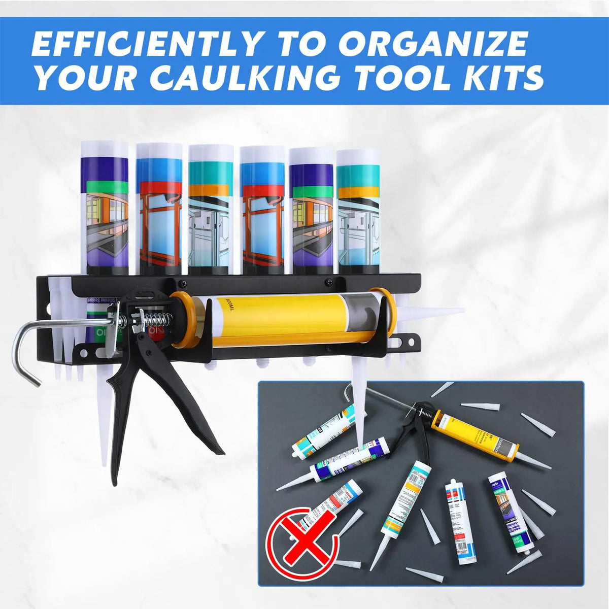 Wall Mount Spray Can & Caulk Tube Rack | Steel Storage Holder