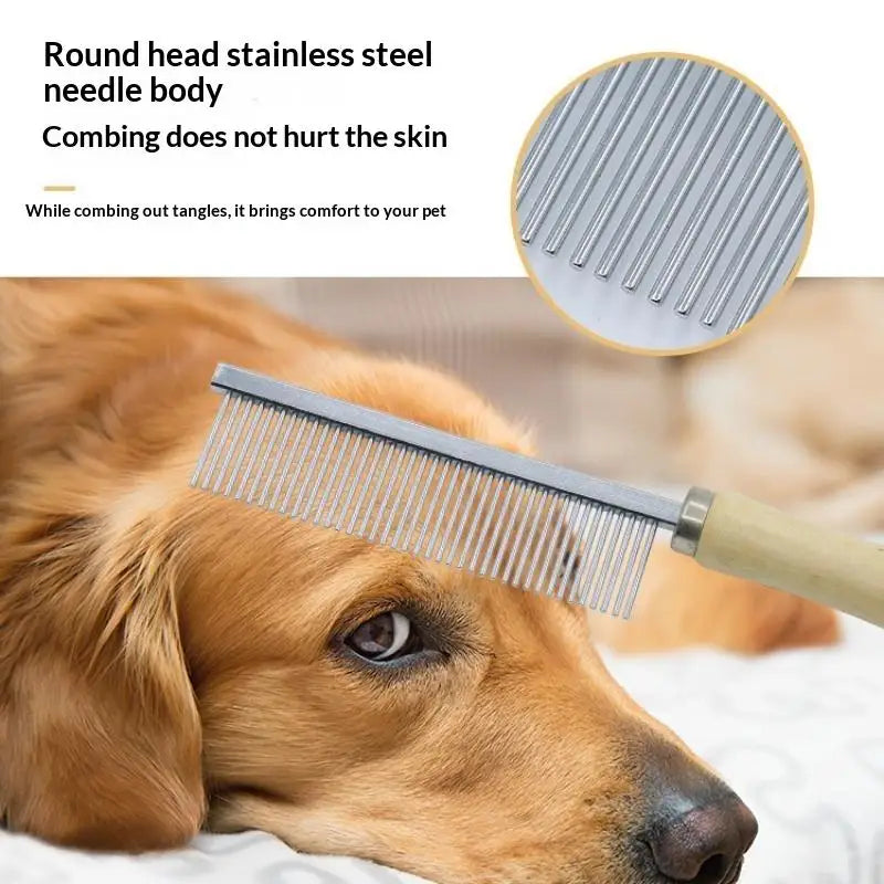 Pet Grooming Comb Wood Handle – Cats & Dogs Deshedding Tool