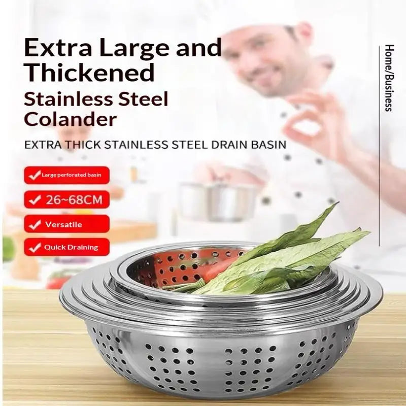 Stainless Steel Colander Rice Sieve Strainer Drain Basin