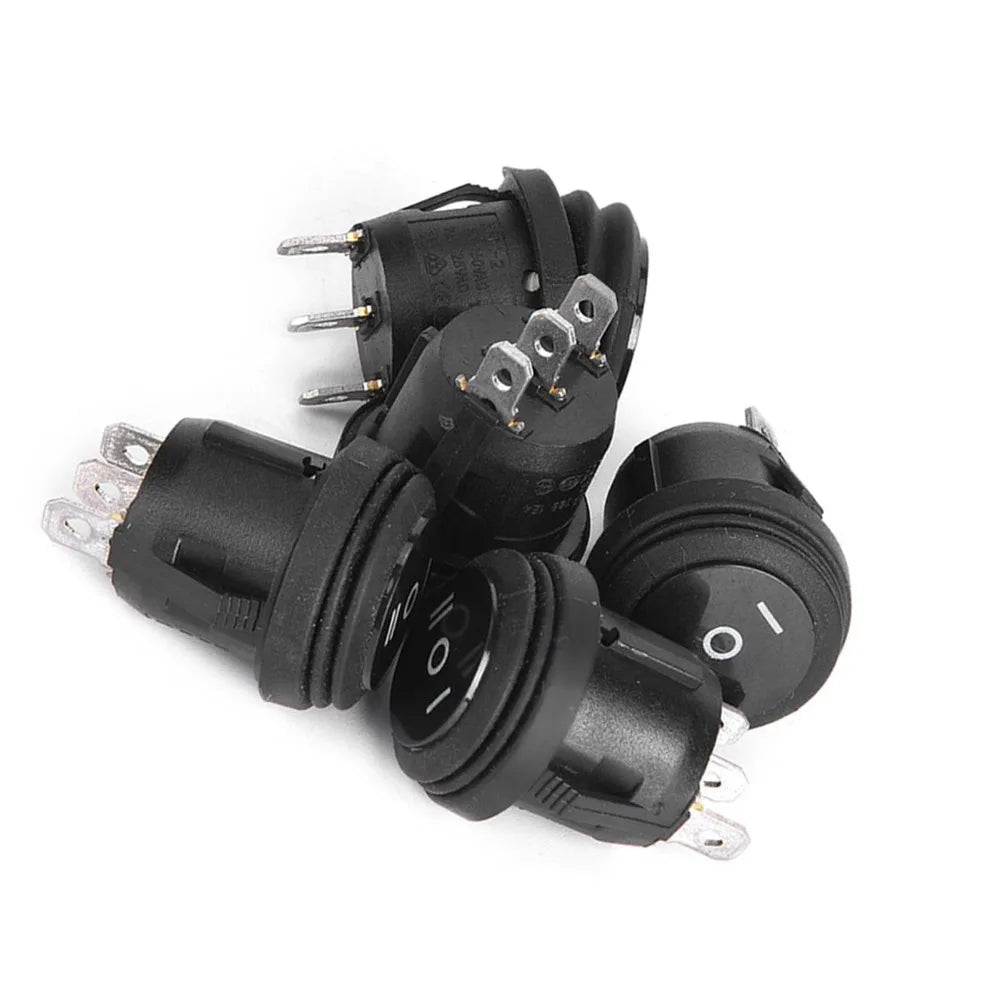 5PCS Black SPDT Rocker Switch 3-Position 10A 125V Waterproof