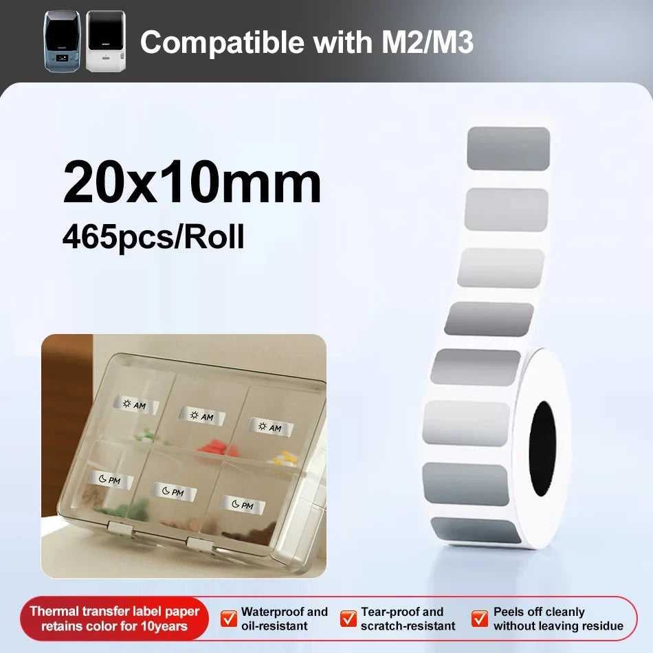 Niimbot M2/M3 Silver Thermal Transfer Label Stickers – Round & Square