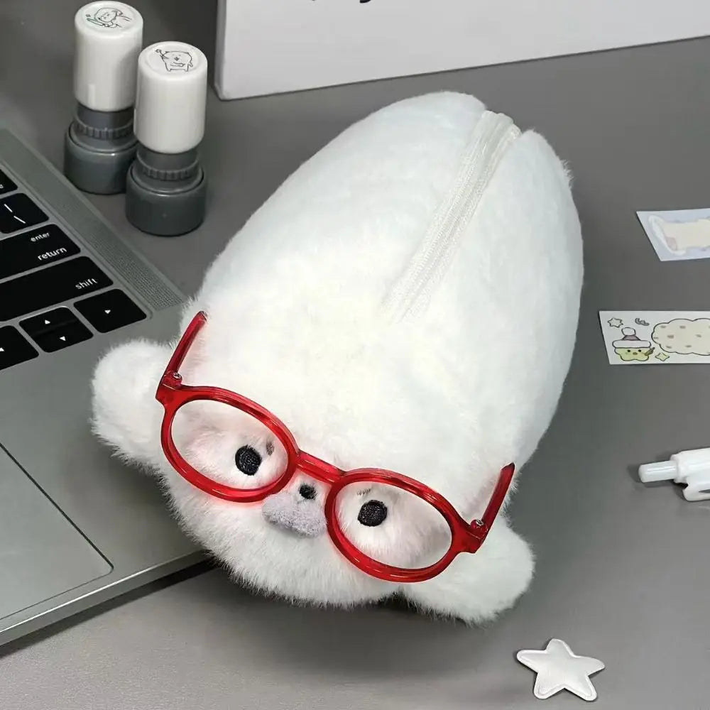 Cute Seal Plush Pencil Case – Large Capacity Stationery Bag