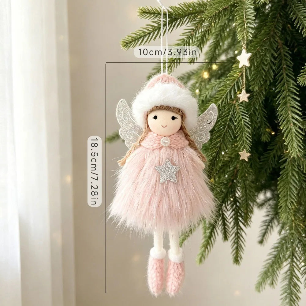 Plush Christmas Angel Ornament – Fluffy Wings Hanging Pendant