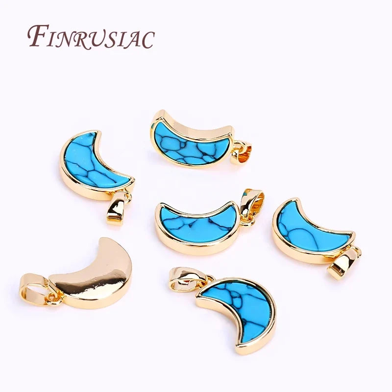 18K Gold Plated Turquoise Geometry Pendant Charms | DIY Necklace