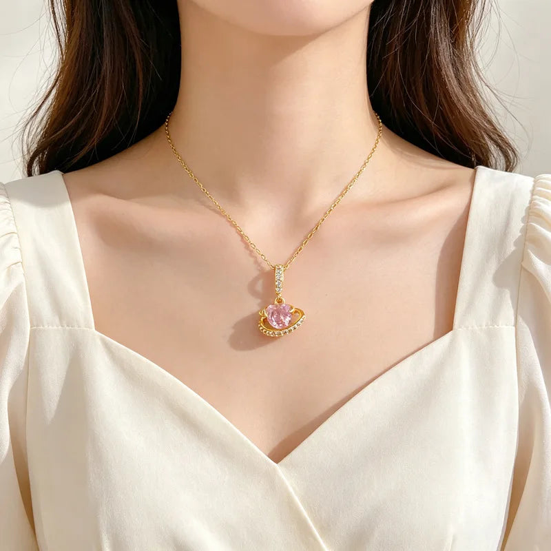 Women's Gold Heart Pendant Necklace – Stainless Steel Choker
