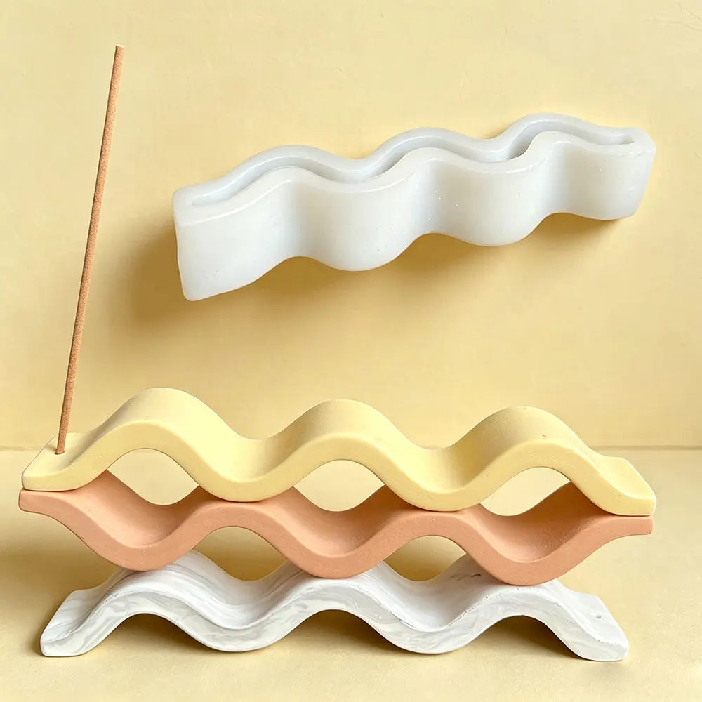 Wave Incense Holder Silicone Mold – DIY Resin Plaster Cement