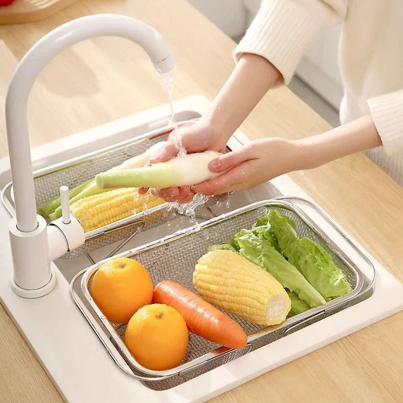 Stainless Steel Telescopic Sink Draining Rack & Organizer