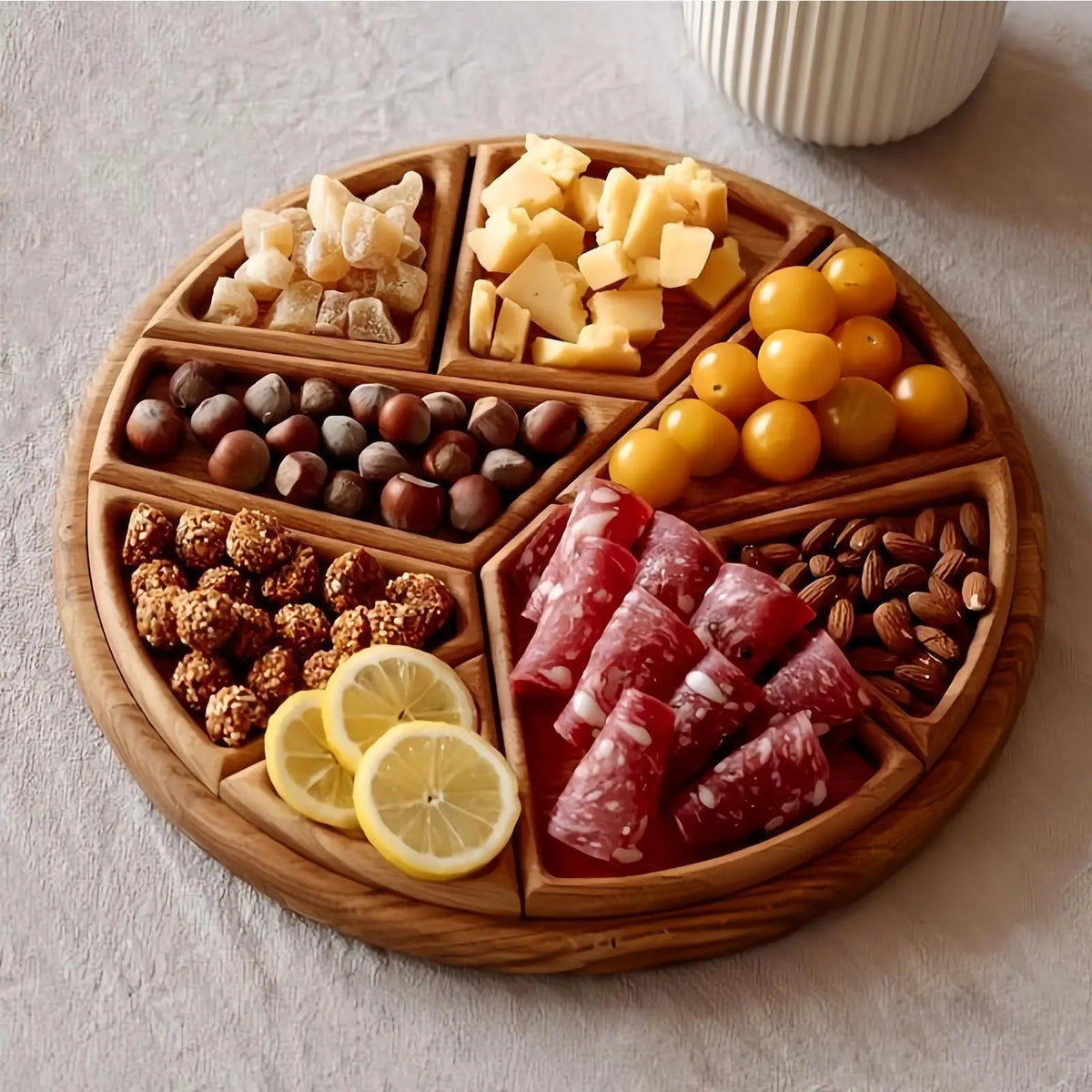 Wooden Divided Puzzle Serving Tray – Fruit & Snack Platter