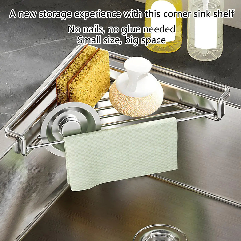 2-Pack Corner Sink Drying Rack – Stainless Steel No-Drill