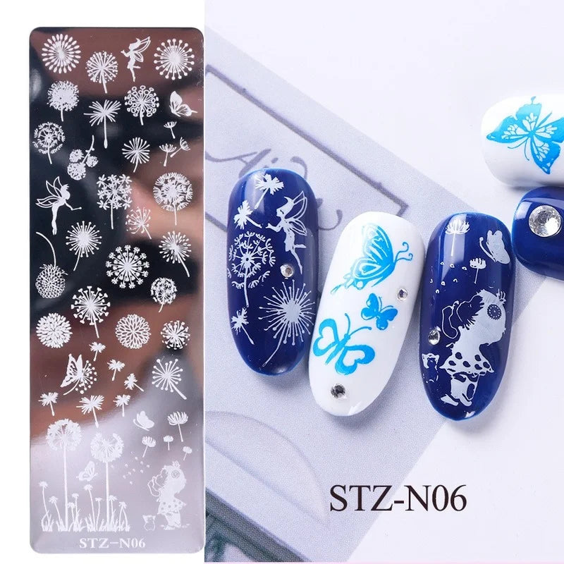 Nail Art Stamping Plates – Floral, Butterfly & Dandelion Designs