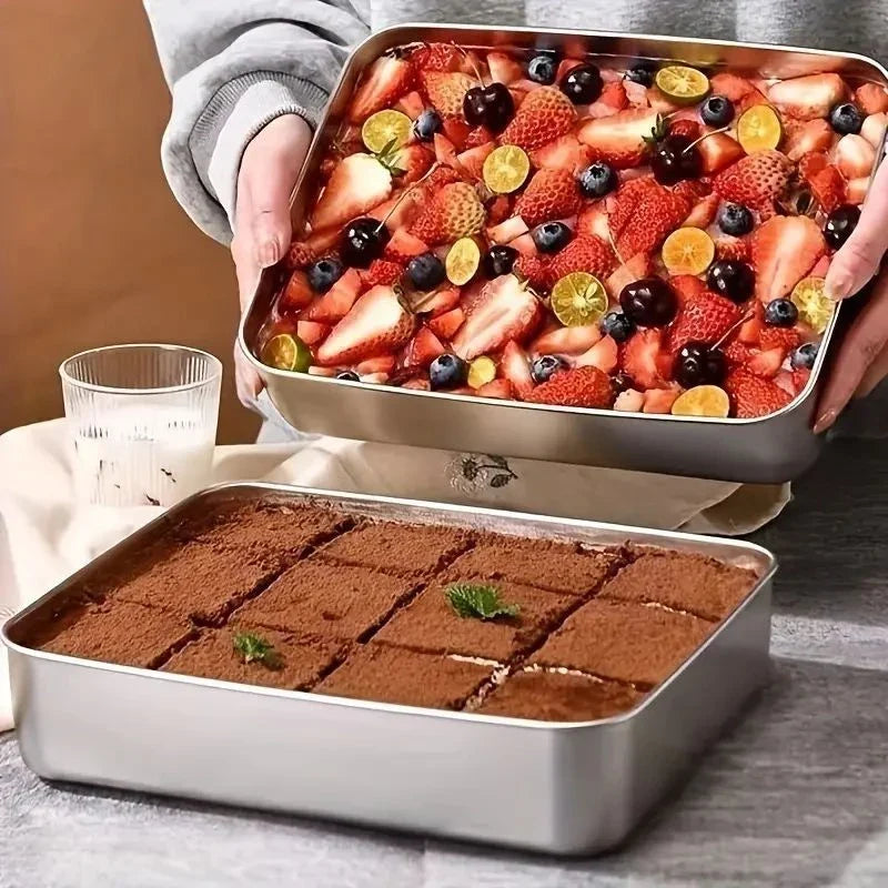 Stainless Steel Rectangular Tiramisu Mold & Cake Pan with Lid