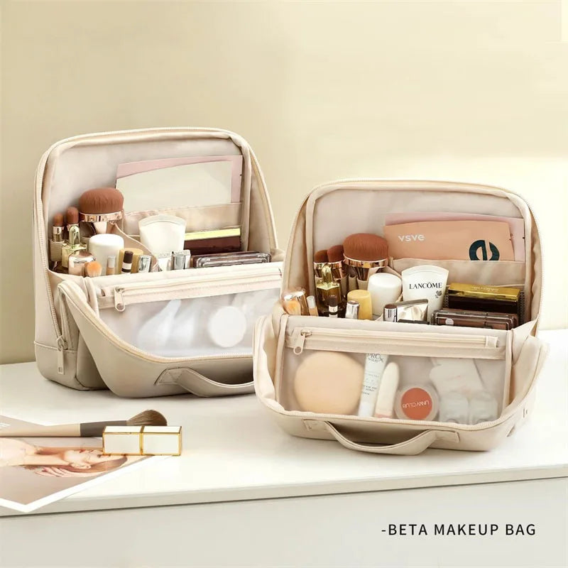 Standing PU Leather Makeup Brush Bag | Large Organizer