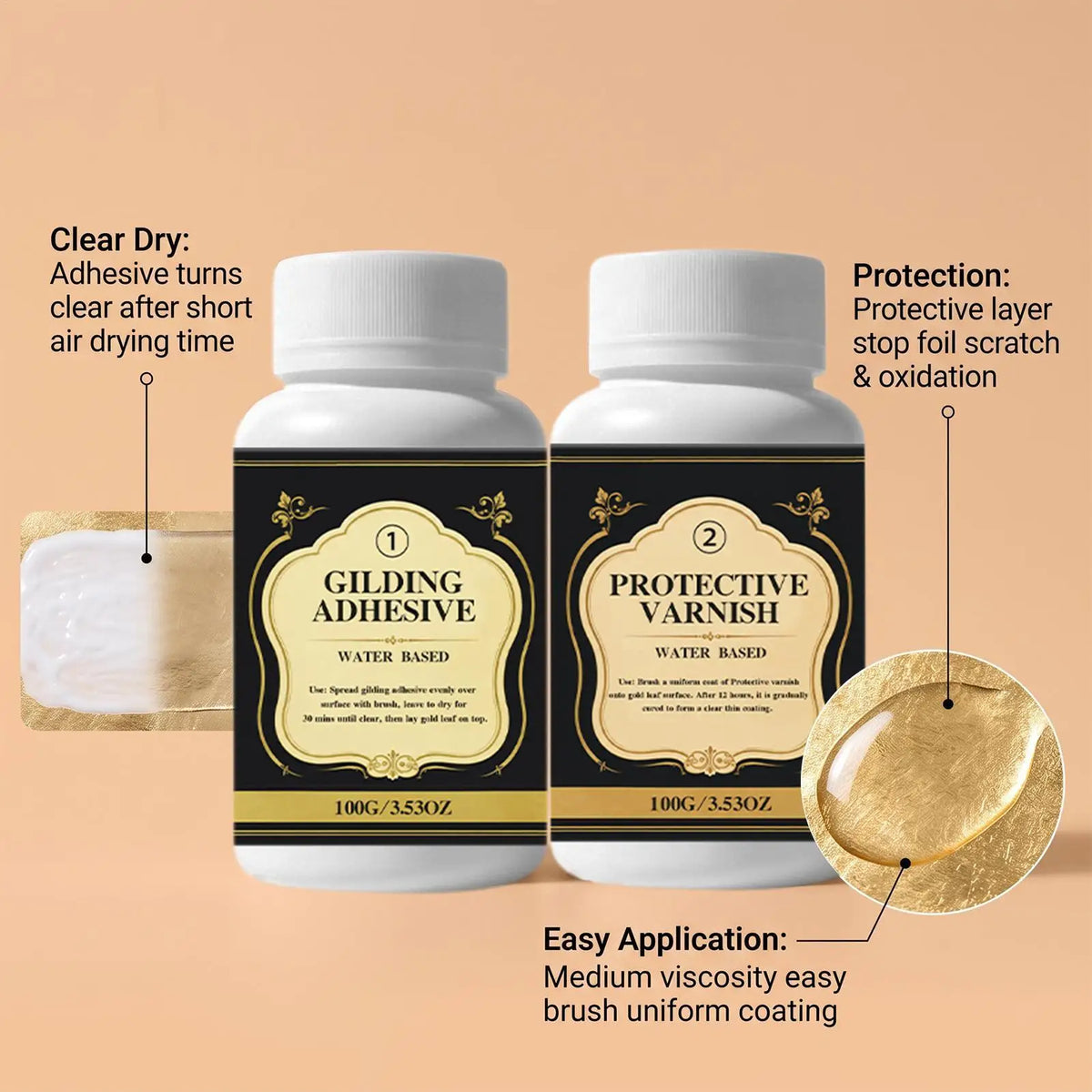 Water-Based Gold Leaf Gilding Adhesive Kit – DIY Crafts