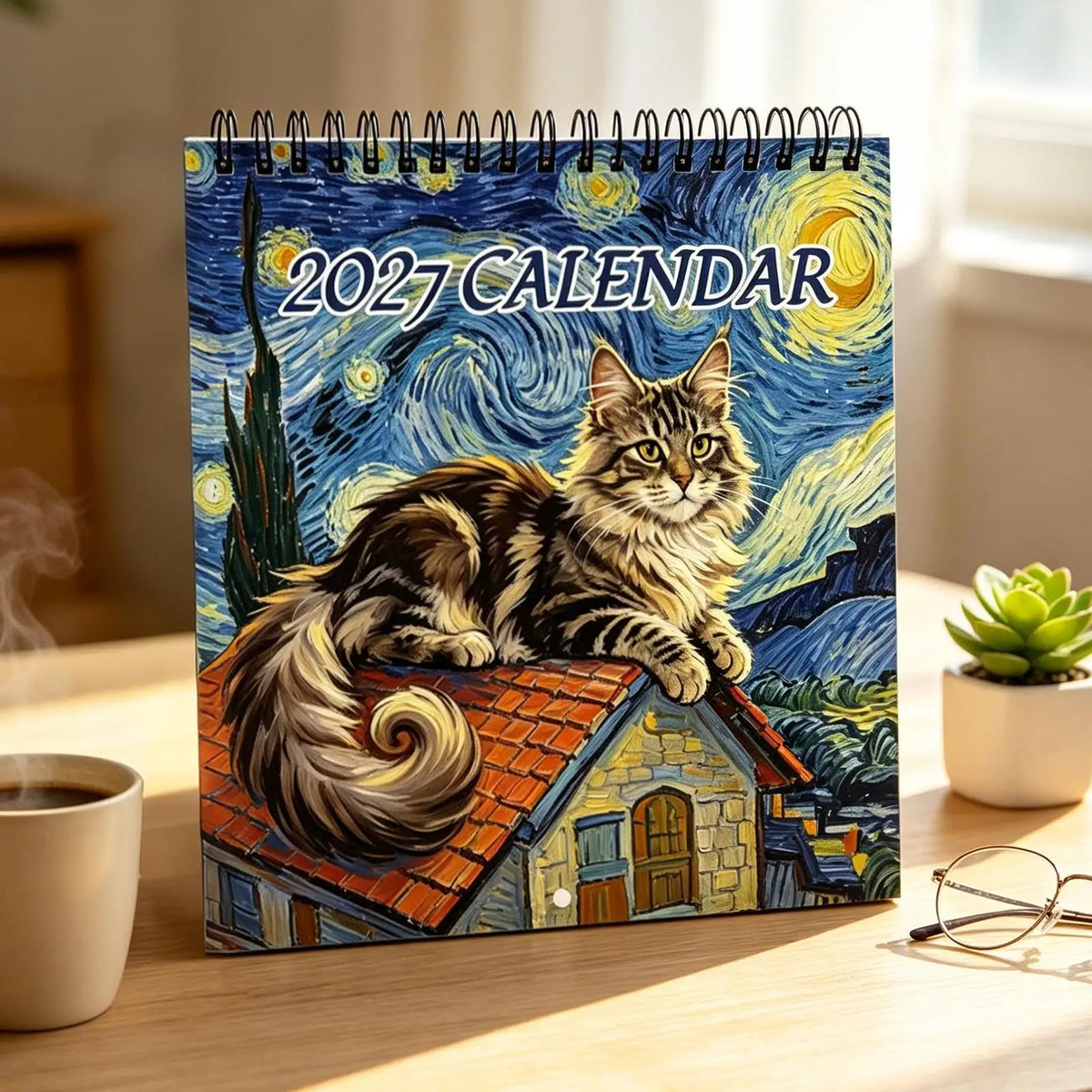 2027 Maine Coon Wall Calendar – 12-Month Cat Planner