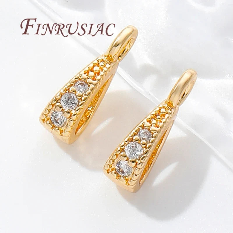 18K Gold Plated Brass Zircon Pendant Bails | DIY Necklace Findings