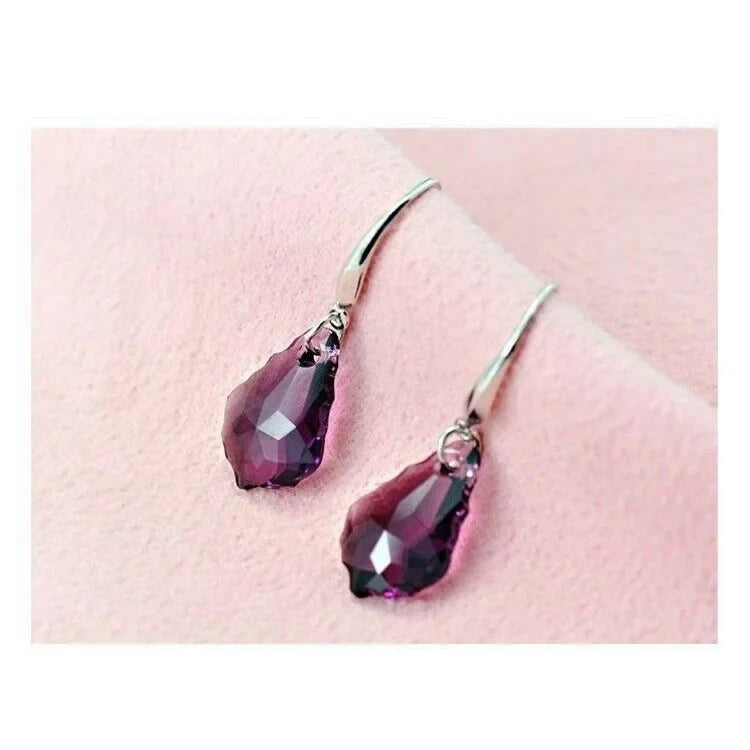 Purple Crystal Drop Necklace & Earrings Set | Nixie Jewelry