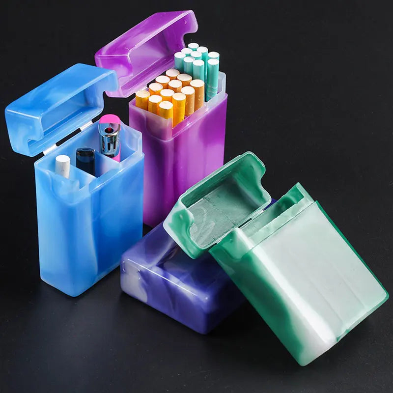 Portable Plastic Cigarette Case with Compartments | Random Color