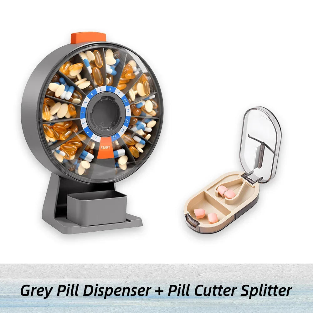 14-Day Pill Organizer & Tablet Cutter Combo Set