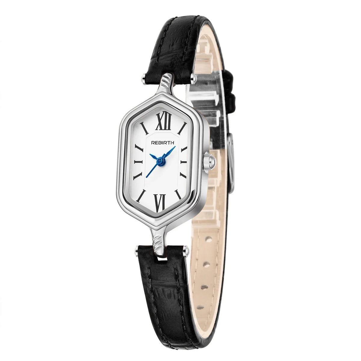 REBIRTH Women's Retro Gold Quartz Watch – Barrel Dial & Leather Strap