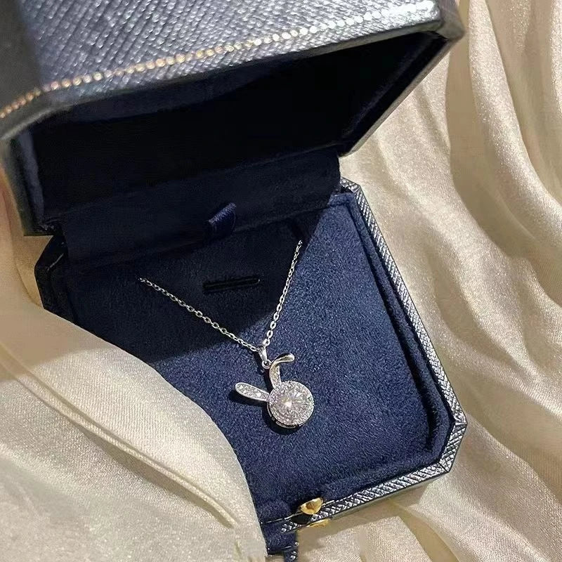 Cute Bunny Copper Zirconia Pendant Necklace for Women