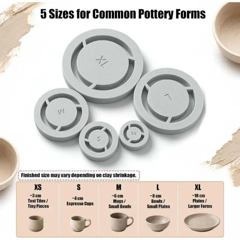 Pottery Foot Ring Mold Set – 5 PLA Clay Cutter Templates