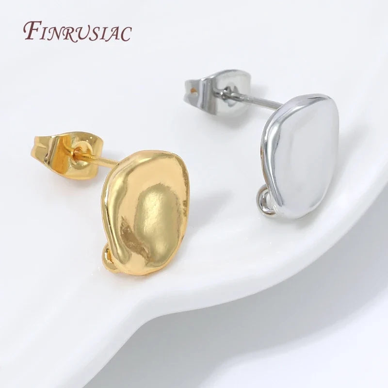 18K Gold Plated Wave Earring Stud Blanks for DIY Resin Jewelry