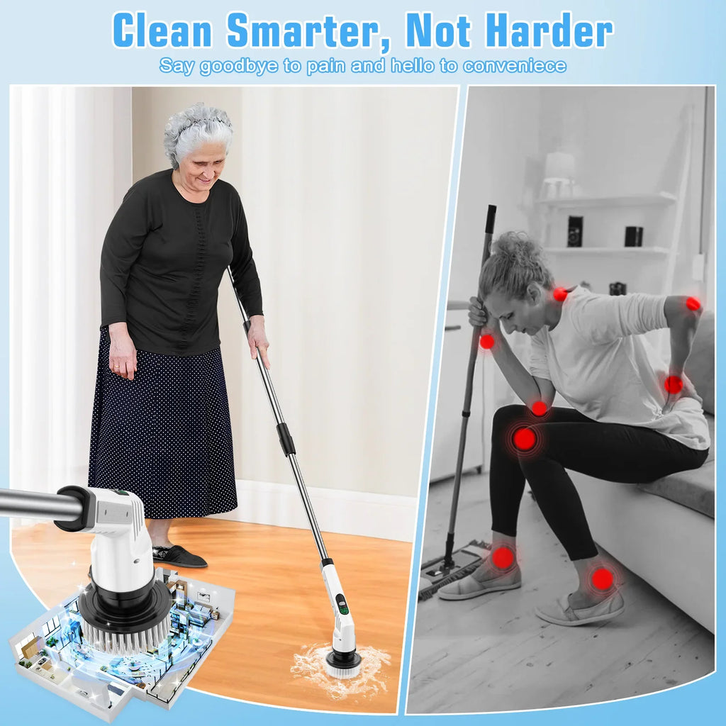 Electric Spin Scrubber – Long Handle Wireless Rotating Brush