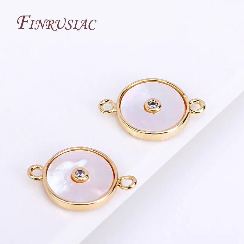 18K Gold Plated Shell Connector Charms | Zircon DIY Pendants