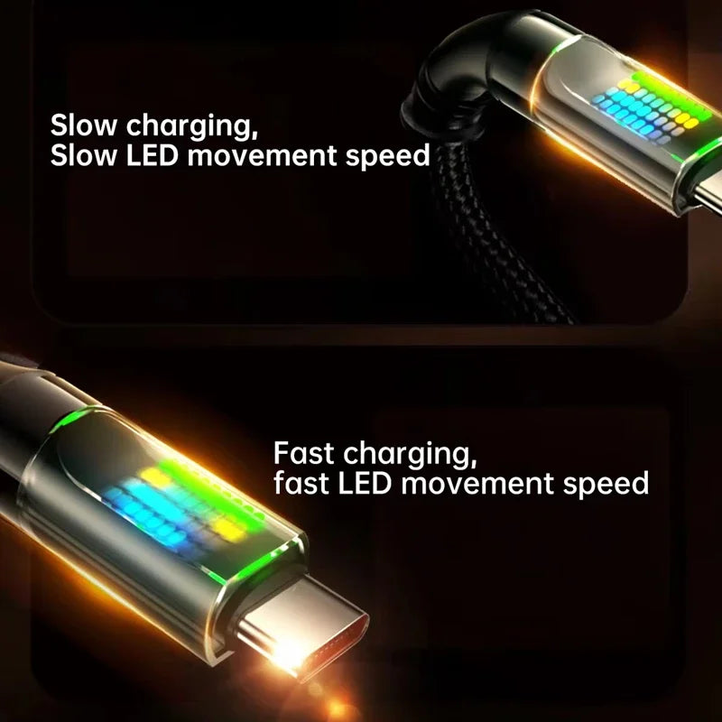 120W 6A USB-A to USB-C Fast Charging Cable | LED Display