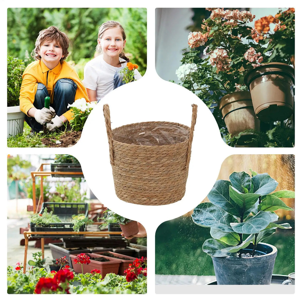 Wicker Planter Basket | Handwoven Bamboo Flowerpot Holder