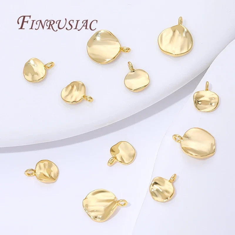 18K Gold Plated Round Charms 6mm 8mm – DIY Jewelry Findings