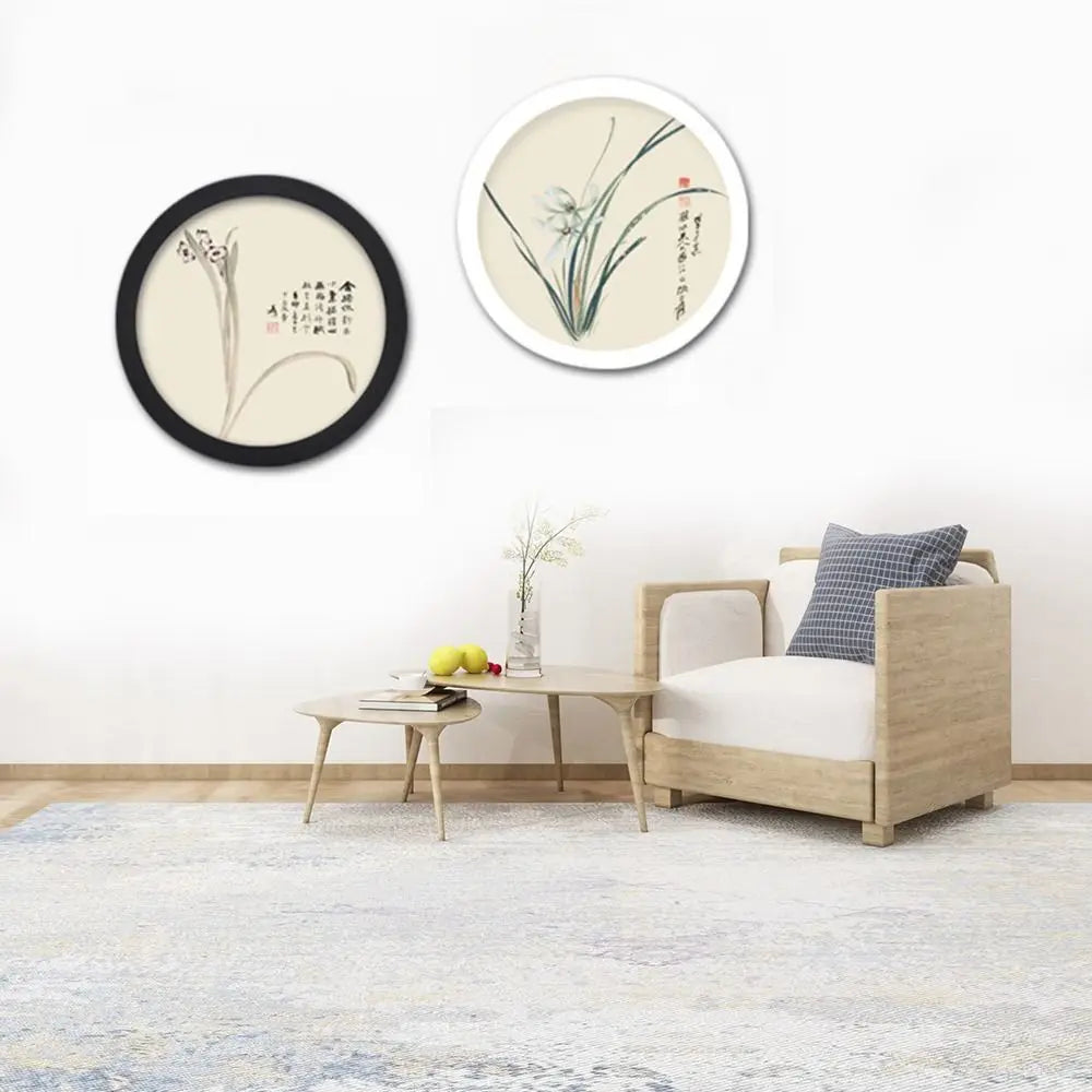 Wooden Round Picture Frame Wall Mounted Circle Photo Holder