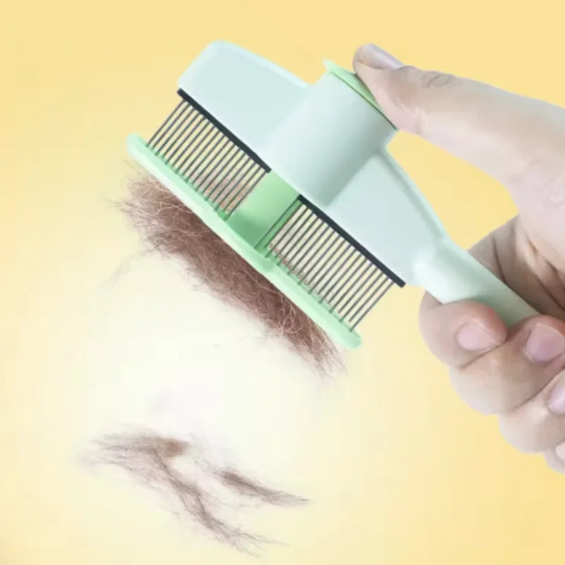 Self-Cleaning One-Button Pet Brush – Dog & Cat Grooming Comb