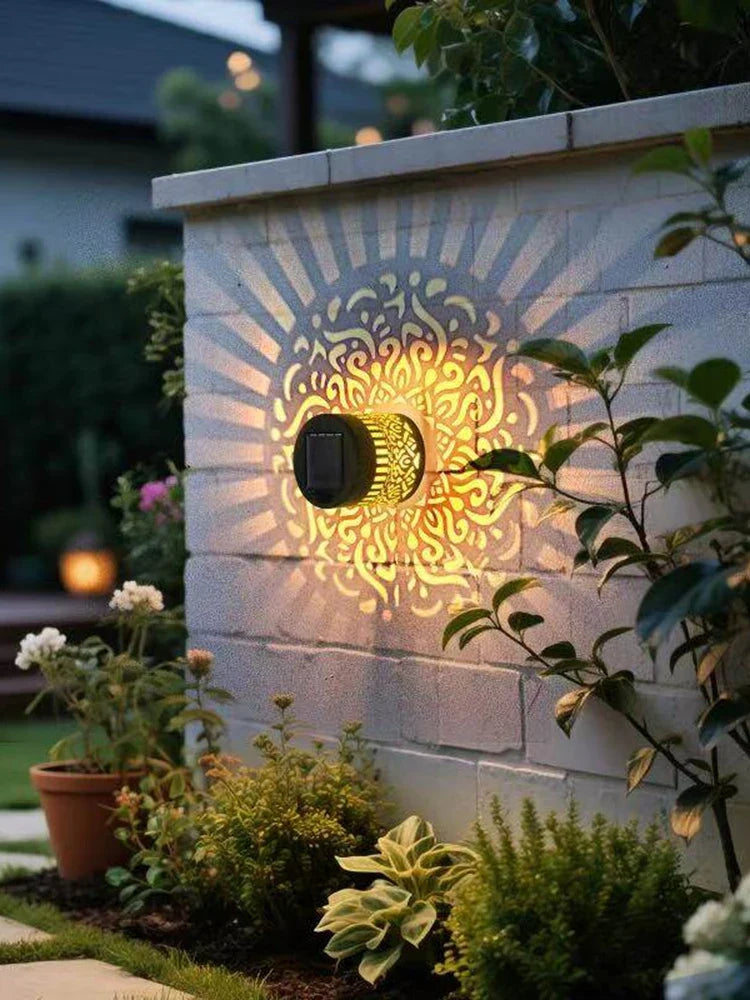 Solar Mandala Outdoor LED Wall Lamp – Waterproof Garden Light