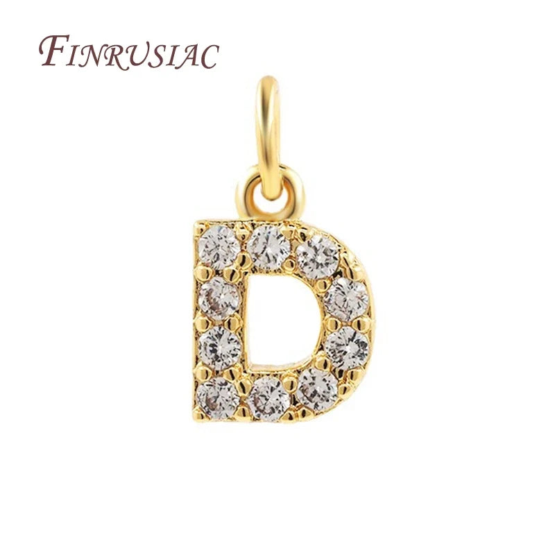 18K Gold Plated Zircon Letter Pendants A-Z Alphabet Charms