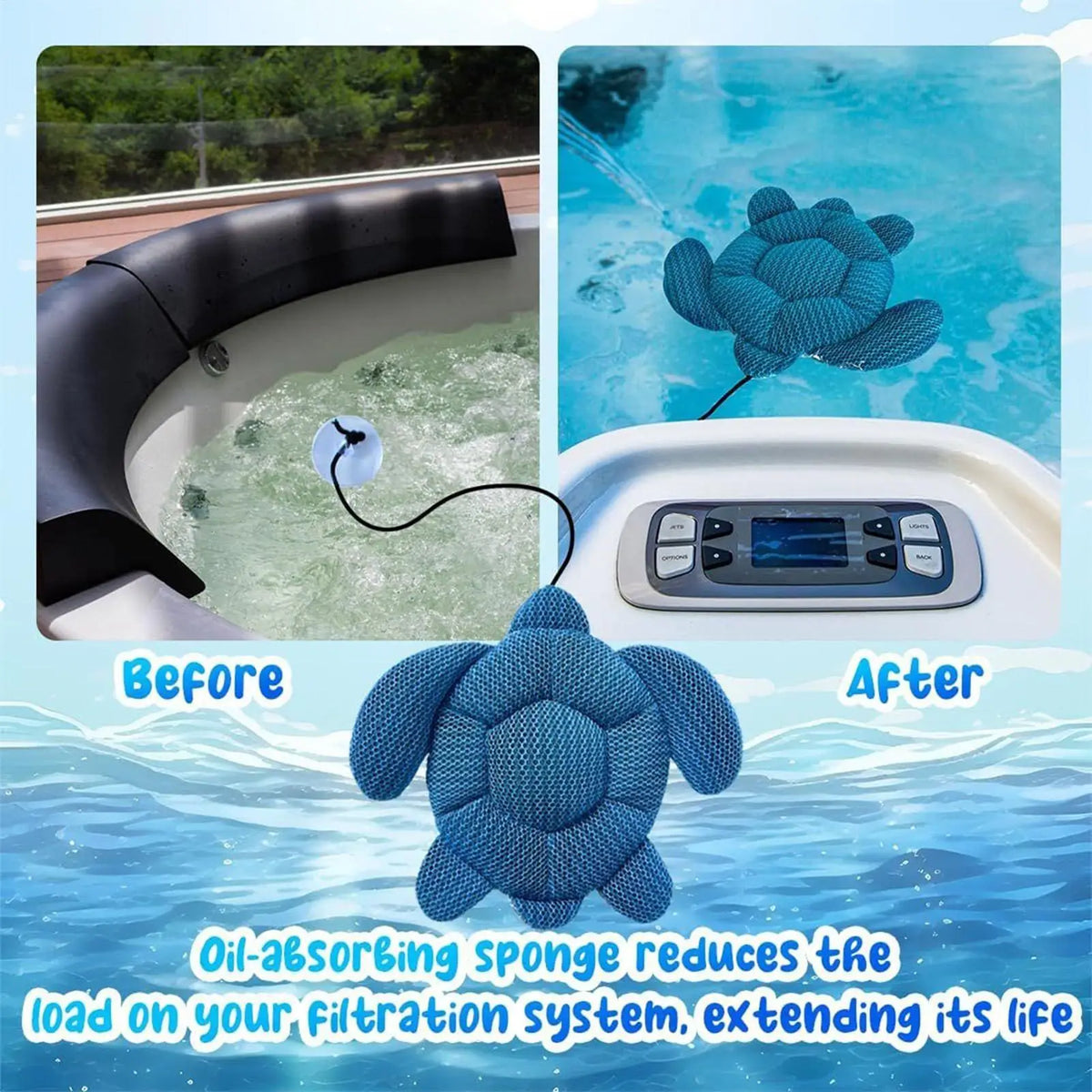 Turtle Hot Tub Scum Absorber – Spa & Pool Oil Skimmer