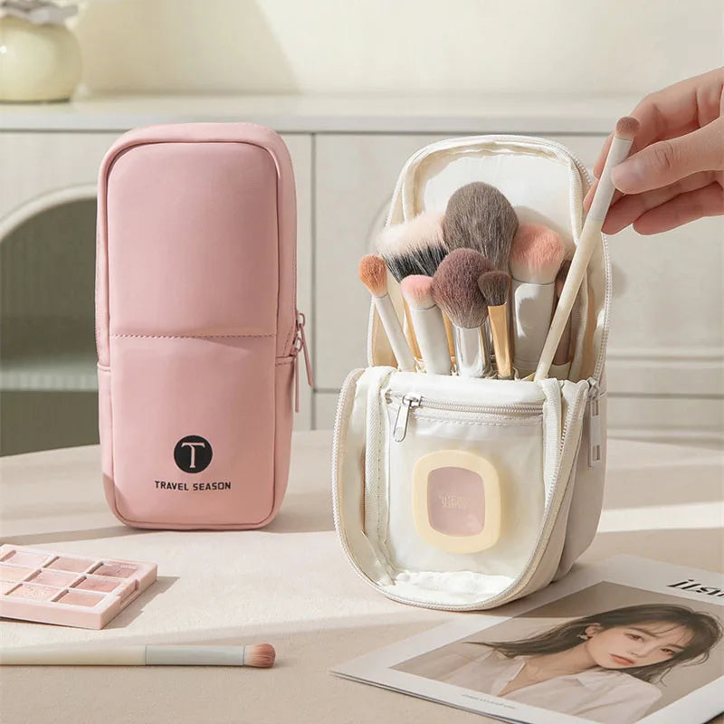 Standing Makeup Brush Organizer Bag | Waterproof Travel Holder
