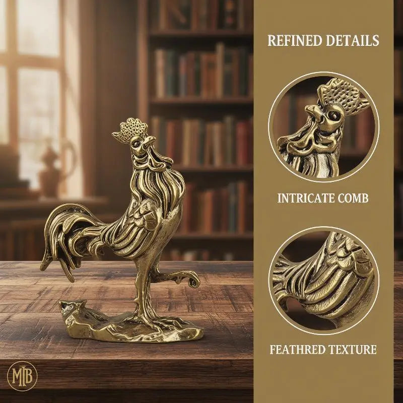 Brass Metal Rooster Figurine – Feng Shui Good Luck Statue