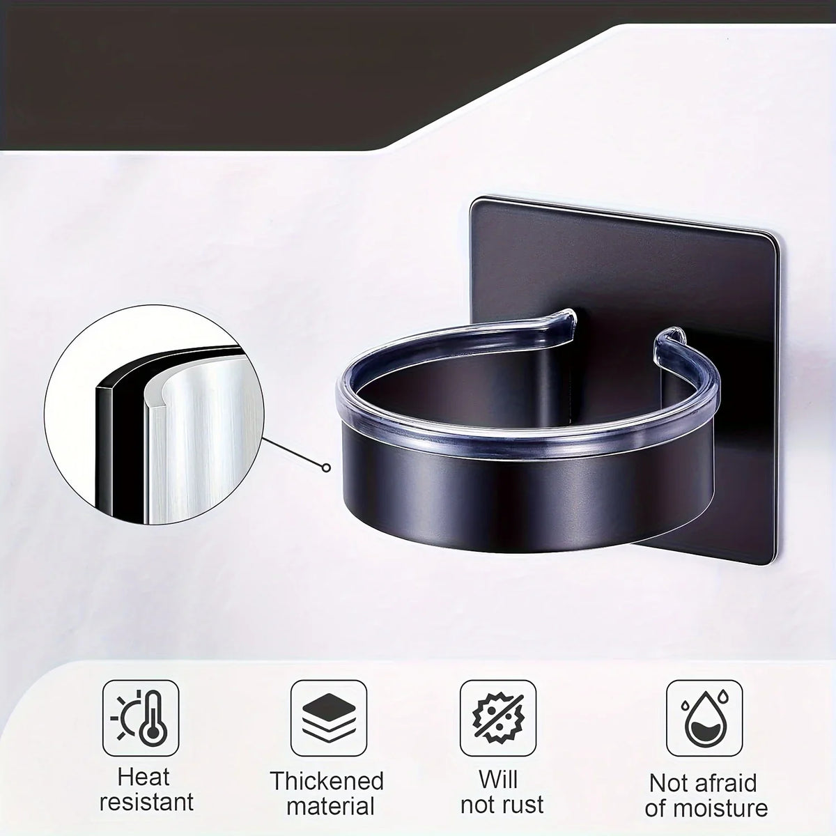 No-Drill Wall Mounted Hair Dryer Holder – Metal Bracket