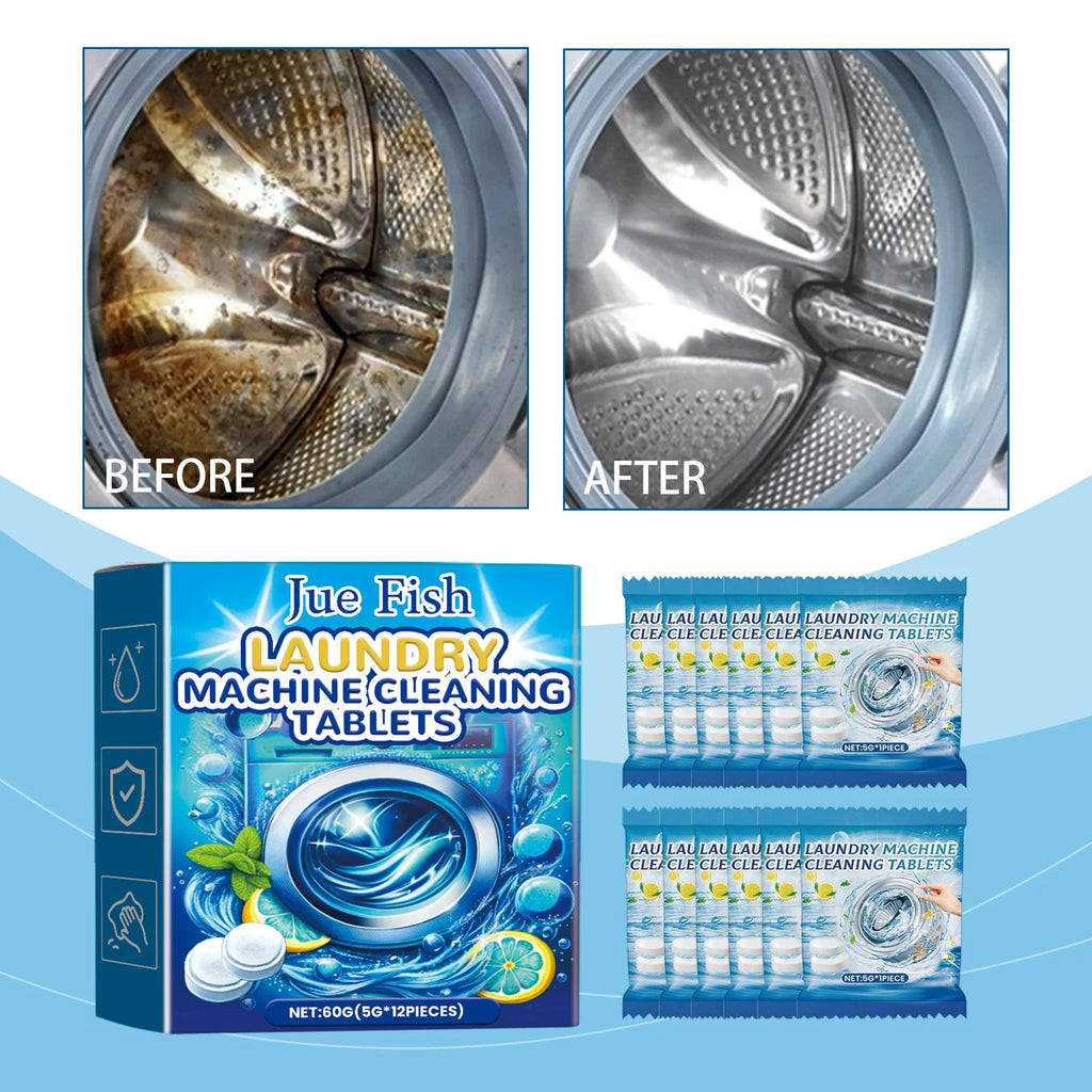 Washing Machine Cleaning Tablets 12PCS – Deep Clean & Odor Free